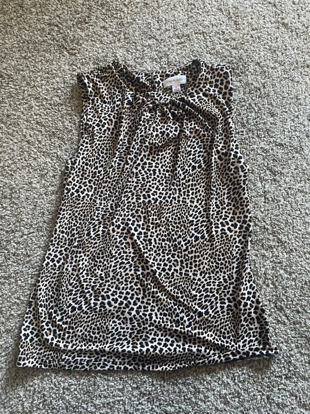 Calvin Klein Sleeveless Leopard-Print Mini Dress - Beige & Black